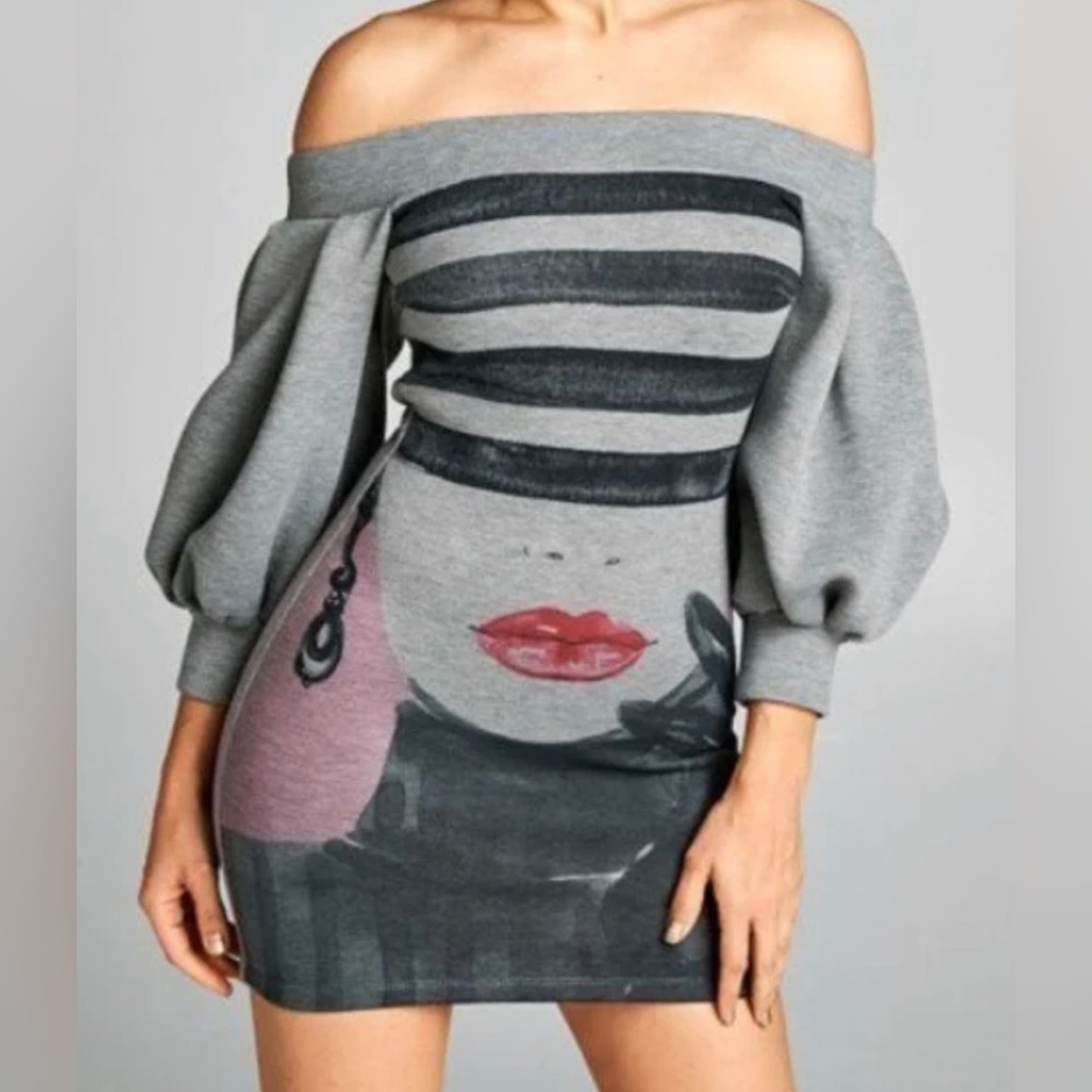 Cozy Couture off shoulder sweater dress